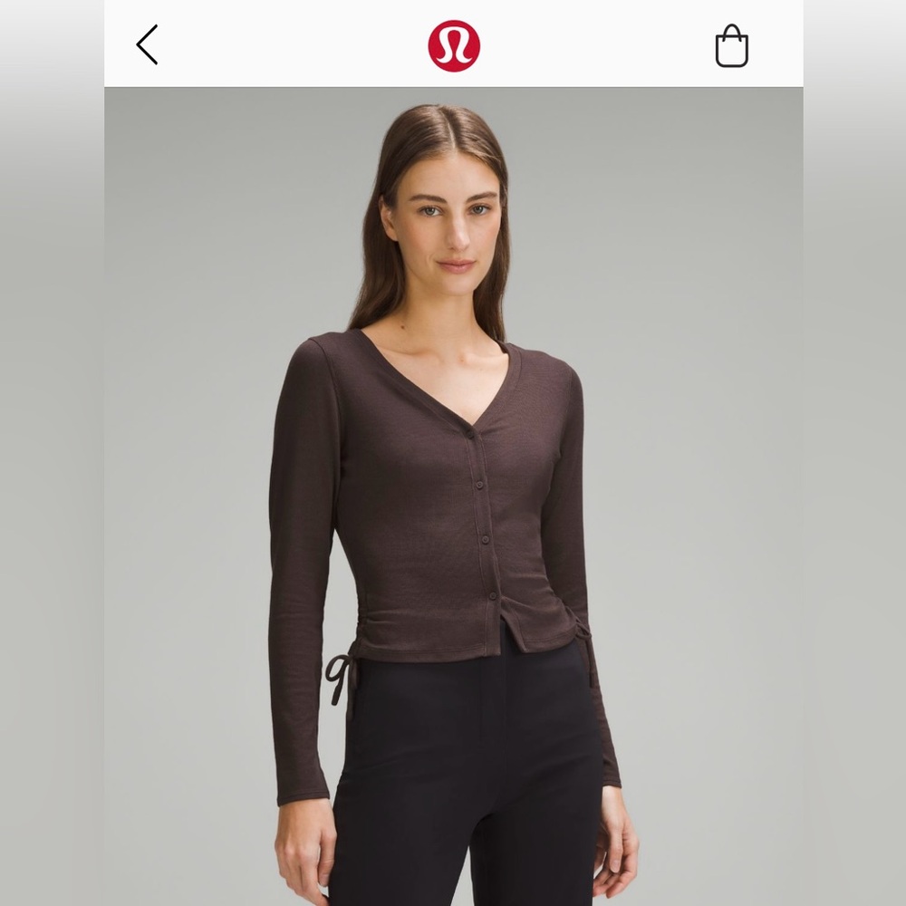 Lululemon Side-cinched Ribbed Cardigan Size 10 in Espresso NWT